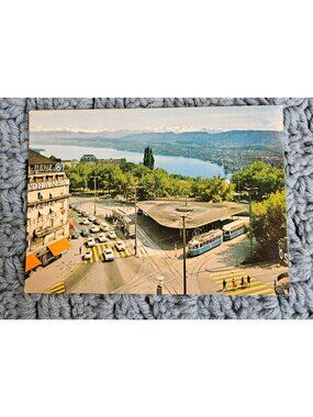 Bellevueplatz Square Postcard Zurich Switzerland